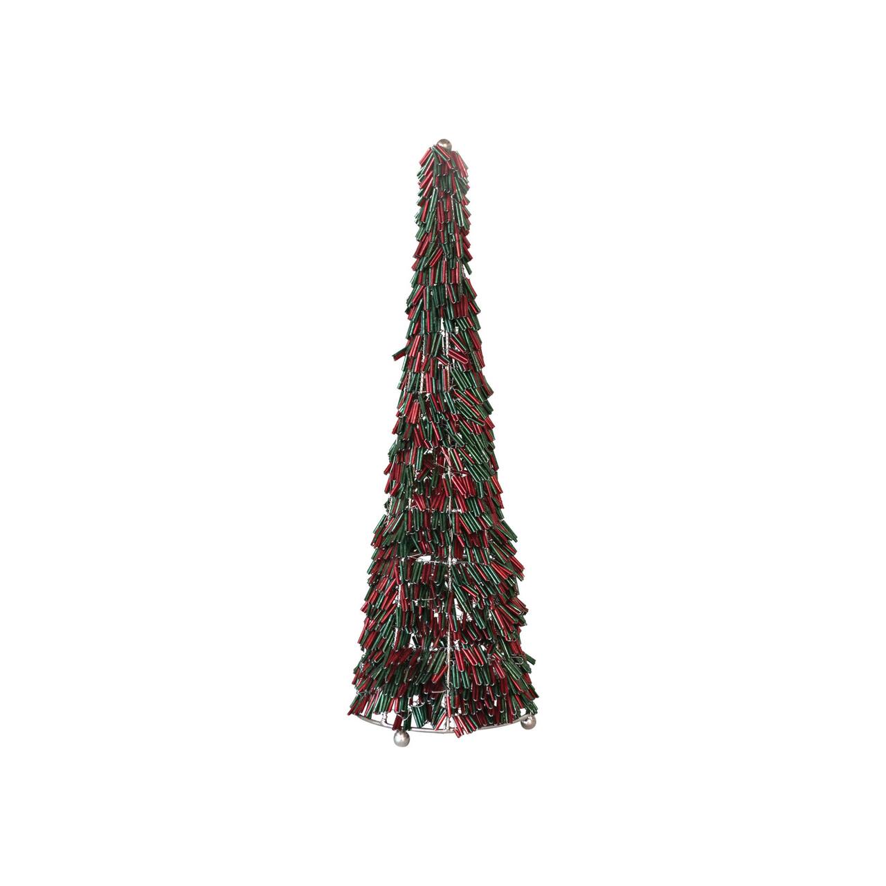 Hello Honey® 13" Tall Red & Green Metal & Glass Beaded Christmas Tree